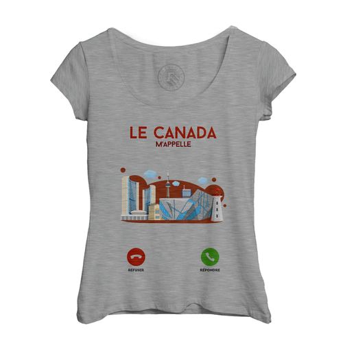 T-Shirt Femme Col Echancré Le Canada M'appelle Architecture Voyage Culture