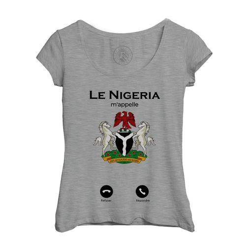 T-Shirt Femme Col Echancré Le Nigeria M'appelle Emblème Afrique Culture