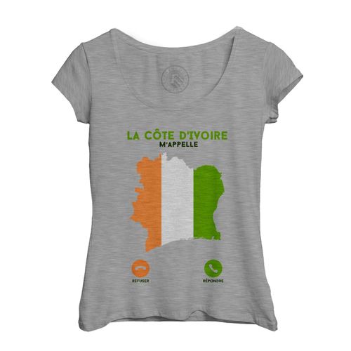 T-Shirt Femme Col Echancré La Côte D'ivoire M'appelle Voyage Passion Culture