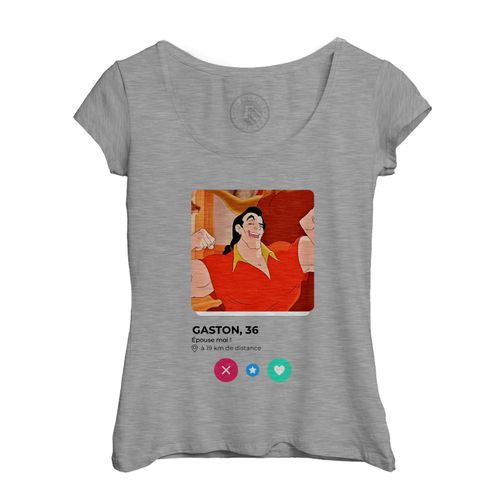 T-Shirt Femme Col Echancré Gaston La Belle Et La Bete Réseau Social Rencontre Parodie