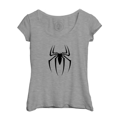 T-Shirt Femme Col Echancré Spiderman Logo Super Héros Bd Film Geek