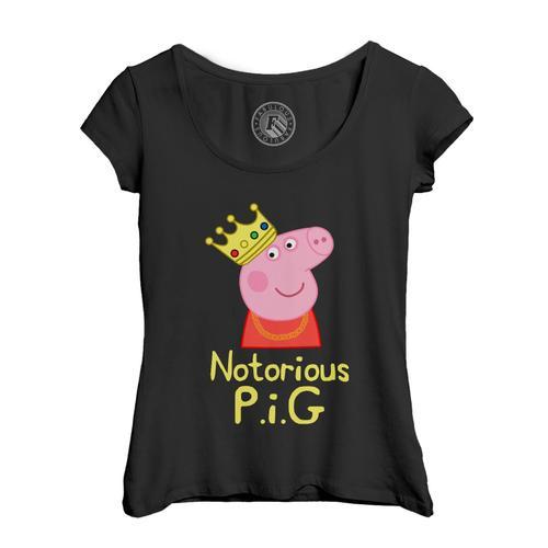 T-Shirt Femme Col Echancré Notorious Pig Parodie Anime Rap Rappeur