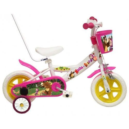 Vélo Enfant Masha Et Michka - 10 Pouces Avec Canne De Guidage