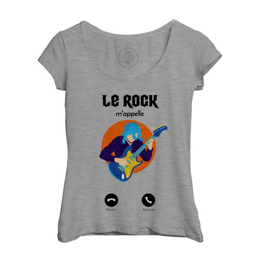 T-Shirt Femme Col Echancré Le Rock M'appelle Musique Passion