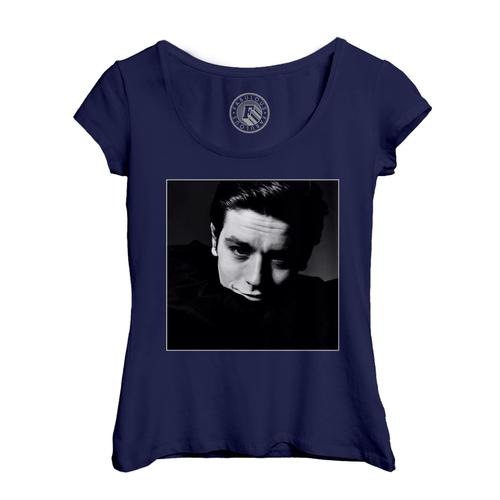 T-Shirt Femme Col Echancré Alain Delon Photo De Star Célébrité Acteur Vieux Cinéma Original 2