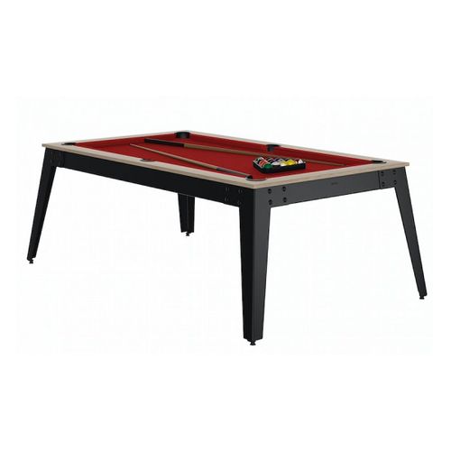 René Pierre Billard Steel Oslo Pieds Gris Drap Rouge