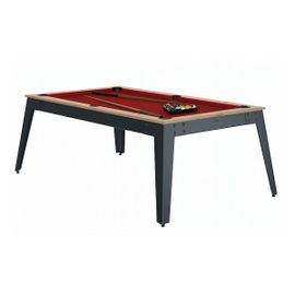 René Pierre Billard Steel Chene Sable Pieds Gris Drap Rouge
