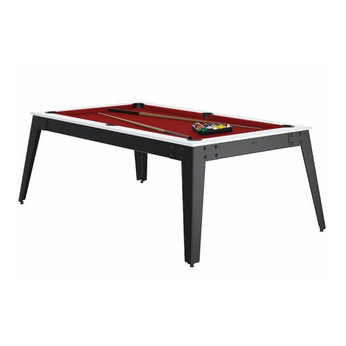 René Pierre Billard Steel Blanc Pieds Gris Drap Rouge