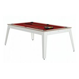 René Pierre Billard Steel Oslo Pieds Blanc Drap Rouge