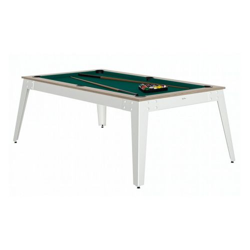 René Pierre Billard Steel Oslo Pieds Blanc Drap Vert