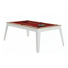 René Pierre Billard Steel Chene Sable Pieds Blanc Drap Rouge