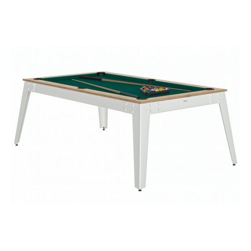 René Pierre Billard Steel Chene Sable Pieds Blanc Drap Vert