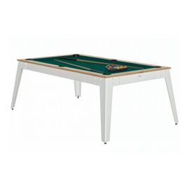 René Pierre Billard Steel Chene Sable Pieds Blanc Drap Vert