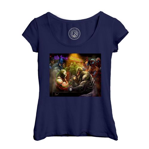 T-Shirt Femme Col Echancré Bras De Fer Entre Super Vilain Batman Superman Hulk Deadpool Bayne Carnage Comics