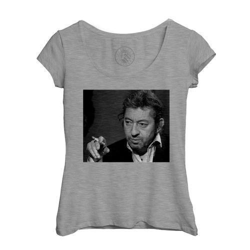 T-Shirt Femme Col Echancré Serge Gainsbourg Gainsbarre Cigarette Chanteur Francais