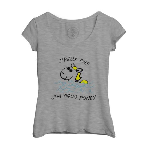 T-Shirt Femme Col Echancré J'peux Pas J'ai Aqua Poney