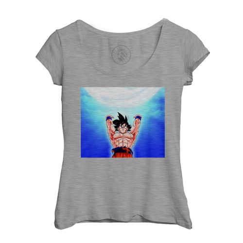 T-Shirt Femme Col Echancré Sangoku Genkidama Attaque Speciale Dragon Ball