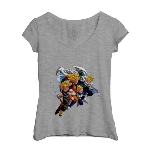 T-Shirt Femme Col Echancré Dragon Ball Z Trunk Sangoku Vegeta Piccolo San Gohan Film Anime Manga