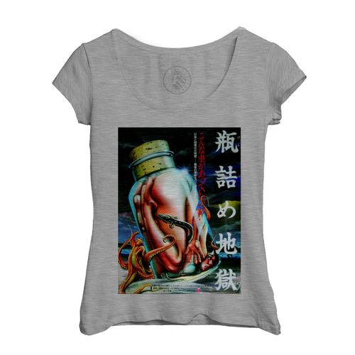 T-Shirt Femme Col Echancré Hell In A Bottle Japan Bizarre Poster Affiche Bouteille Mer