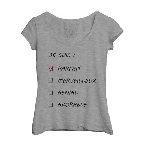 T-Shirt Femme Col Echancré Je Suis Parfait Cases À Cocher Homme