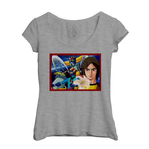 T-Shirt Femme Col Echancré Goldorak Grendizer Actarus Alcor Manga Mecha Anime