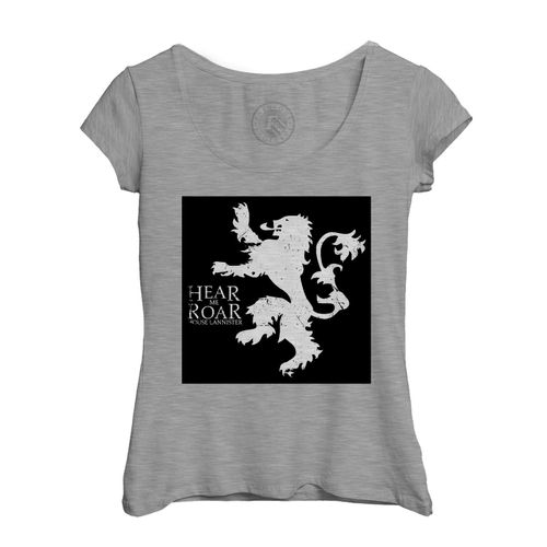 T-Shirt Femme Col Echancré Game Of Thrones House Lannister Hear Me Roar Noir