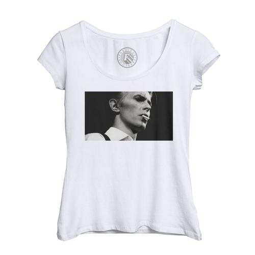 T-Shirt Femme Col Echancré David Bowie Cigarette Star Chanteur Pop