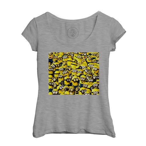 T-Shirt Femme Col Echancré Des Minions Partout Film Comedie Dessin Anime