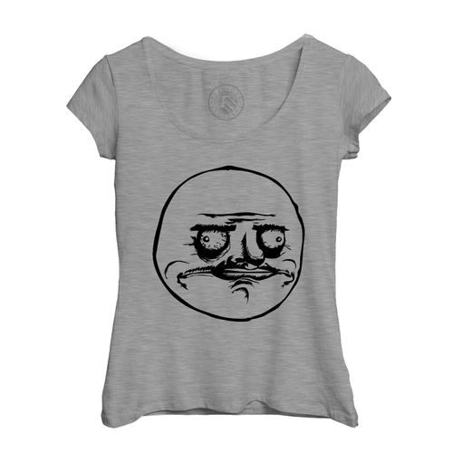 T-Shirt Femme Col Echancré Me Gusta Meme Face Internet Troll Fun Blague