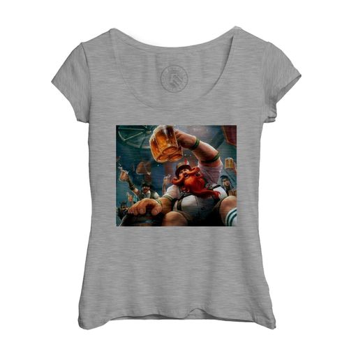 T-Shirt Femme Col Echancré Gragas Oktoberfest League Of Legends Le Danger Avec Alcool Est En Mettre Partout