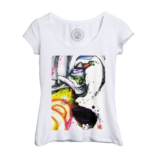 T-Shirt Femme Col Echancré Piccolo Satan Petit Coeur Rayon Fatal Makanko Sappo Dragon Ball Dbz Manga