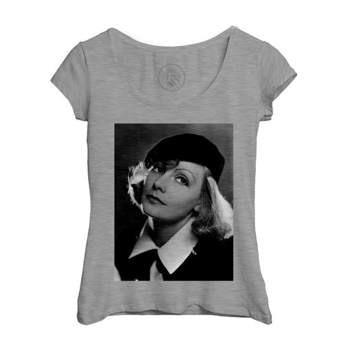 T-Shirt Femme Col Echancré Greta Garbo Actrice Photo De Star Célébrité Vieux Cinéma Original 4 As You Desire Me