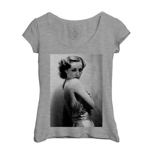 T-Shirt Femme Col Echancré Joan Crawford Actrice Photo De Star Célébrité Vieux Cinéma Original 4