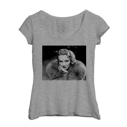T-Shirt Femme Col Echancré Marlène Dietrich Actrice Photo De Star Célébrité Vieux Cinéma Original 11