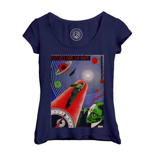 T-Shirt Femme Col Echancré Un Jour Sur Mars Vieille Affiche Russe De Film Rétro Poster Cinéma Vintage
