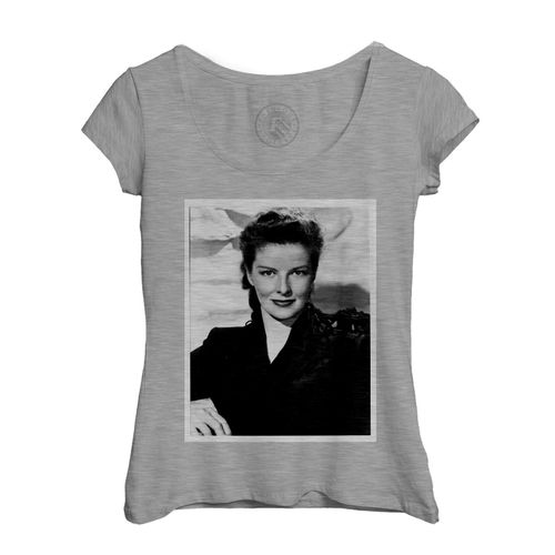 T-Shirt Femme Col Echancré Katharine Hepburn Actrice Photo De Star Célébrité Vieux Cinéma Original 3