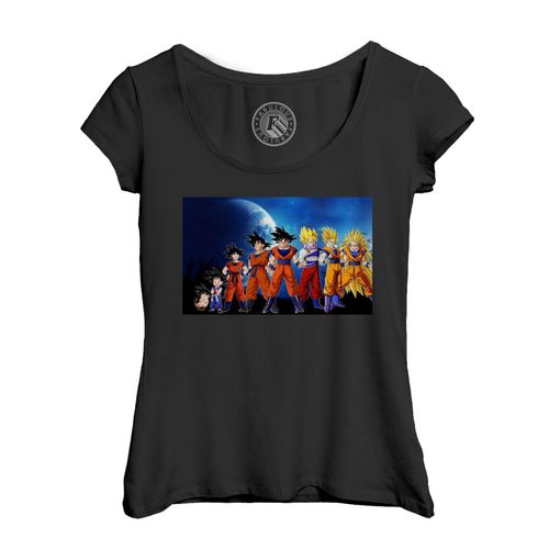 T-Shirt Femme Col Echancré Dragon Ball Évolution De Son Goku Kakarot Enfant Adulte Super Guerrier Saiyan