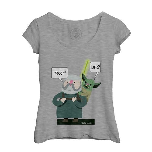 T-Shirt Femme Col Echancré Game Of Geek Hodor Yoda Game Of Thrones Star Wars 1 Humour