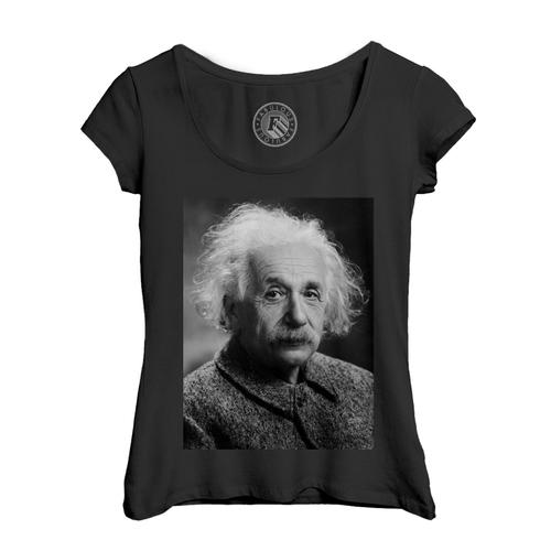 T-Shirt Femme Col Echancré Albert Einstein Scientifique Photo De Star Célébrité Sciences Original 1
