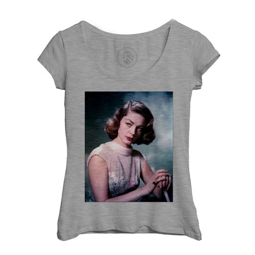 T-Shirt Femme Col Echancré Lauren Bacall Actrice Photo De Star Célébrité Vieux Cinéma Original 12