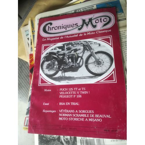 Chroniques Moto 3 De 1987 Velocette V Twin,Peugeot P108,Puch 125 Tt,125 Ts,Bsa 500 Trial