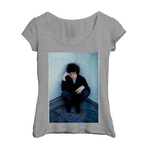 T-Shirt Femme Col Echancré Bob Dylan 1966 Art Kane Photo De Star Célébrité Vieille Musique Original