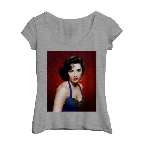 T-Shirt Femme Col Echancré Elizabeth Taylor Actrice Photo De Star Célébrité Vieux Cinéma Original 7