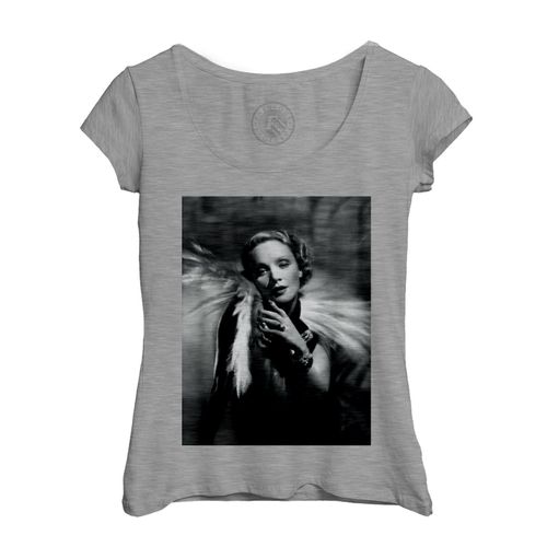 T-Shirt Femme Col Echancré Marlène Dietrich Actrice Photo De Star Célébrité Vieux Cinéma Original 22