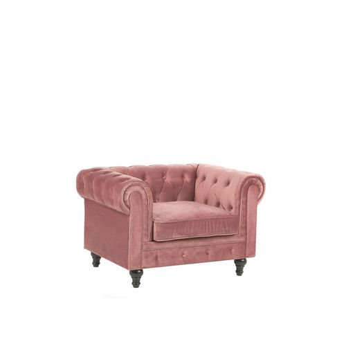 Velours Fauteuil Rose Chesterfield