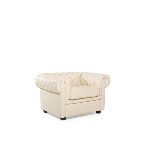Fauteuil Chesterfield Cuir Beige