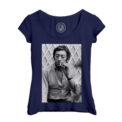 T-Shirt Femme Col Echancré Serge Gainsbourg Chanteur Photo De Star Célébrité Musique Original 4