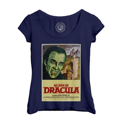 T-Shirt Femme Col Echancré Scars Of Dracula Vieille Affiche De Film Rétro Poster Cinéma Vintage Horreur
