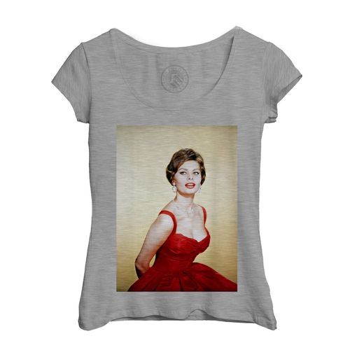 T-Shirt Femme Col Echancré Sophia Loren Actrice Photo De Star Célébrité Vieux Cinéma Original 8
