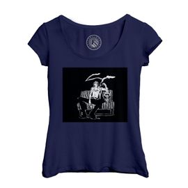 T-Shirt Femme Col Echancré One Piece Sanji Vin Smoke Noir Et Blanc Manga Anime